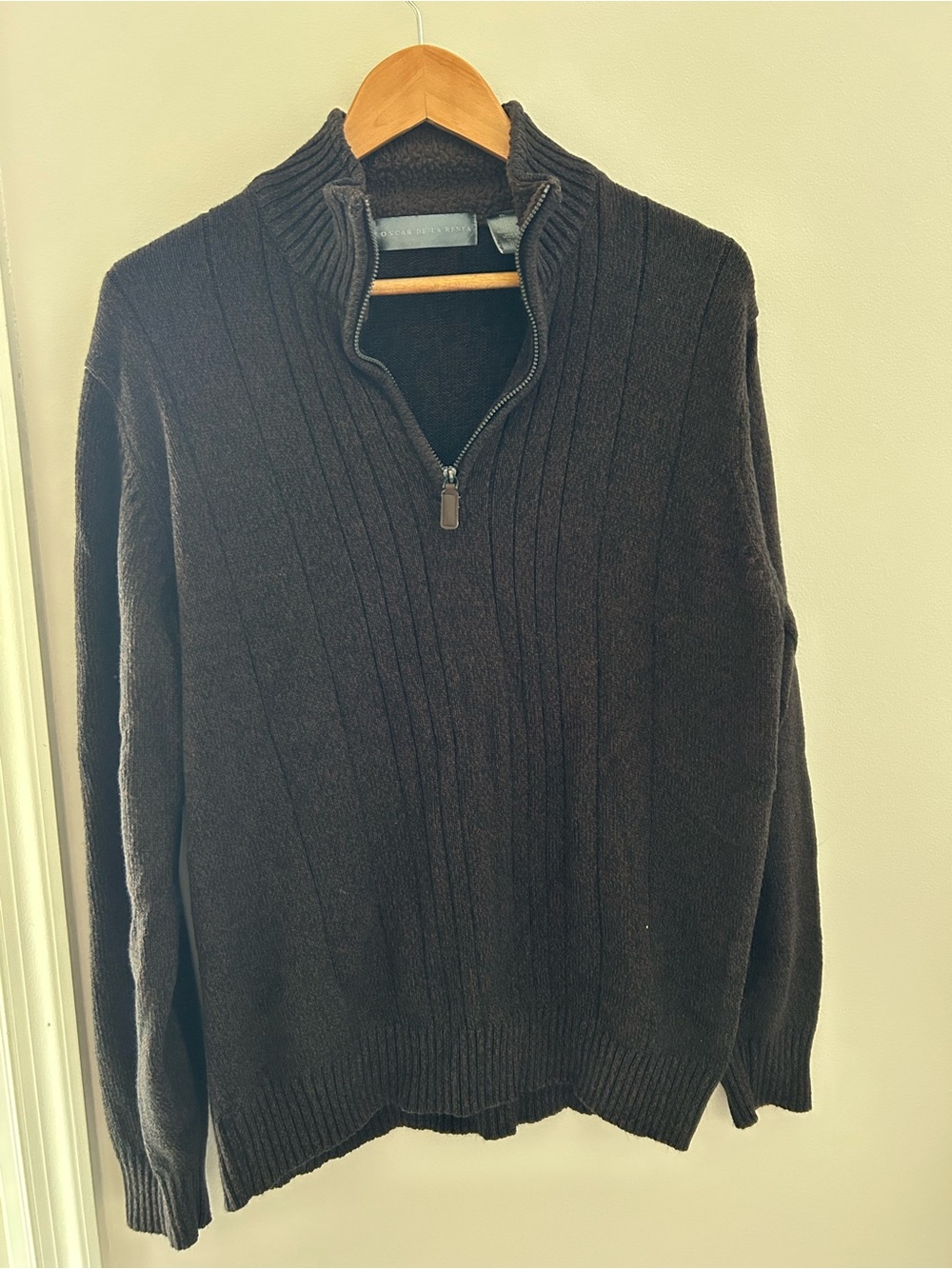 Oscar de la Renta Men's Half-Zip Sweater - Black